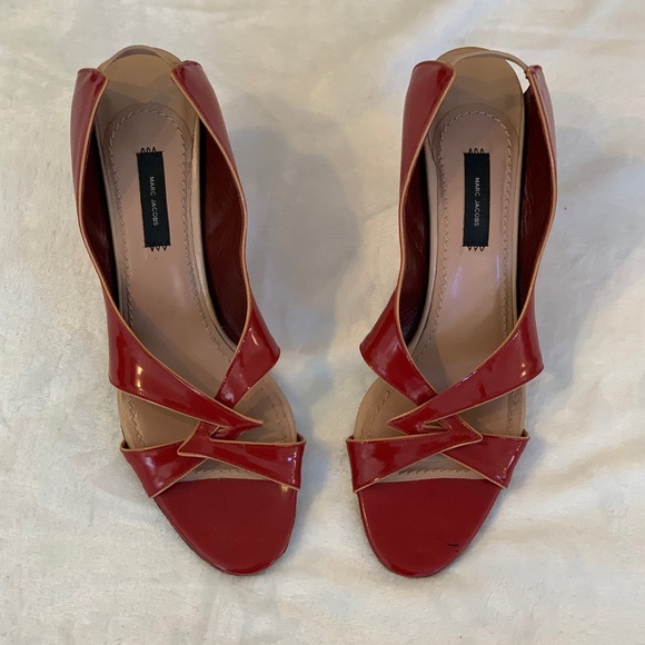 Vintage Marc Jacobs Red & Tan Slingback Sandal Heel Pumps, Size 41, Never worn! - Picture 2 of 11